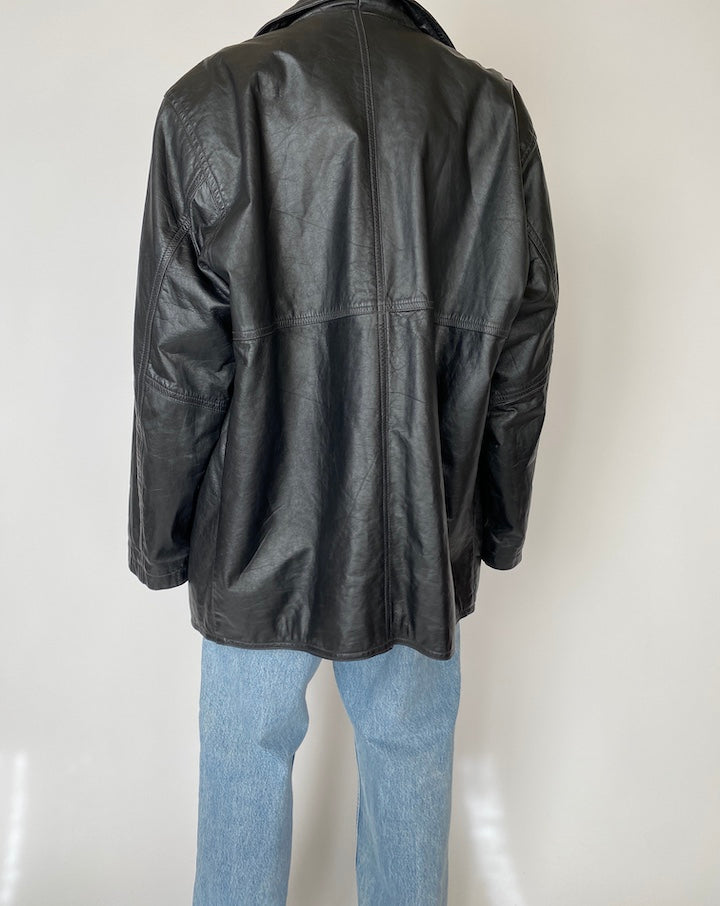 VINTAGE BLACK OVERSIZED LEATHER JACKET 2551