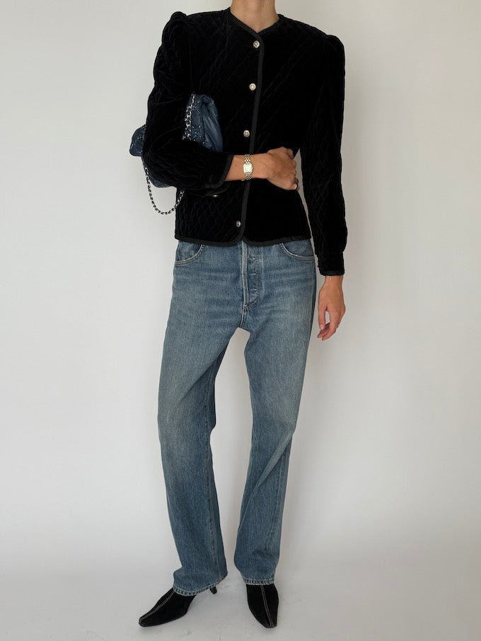 Vintage Quilted Velvet Evening Jacket 6545