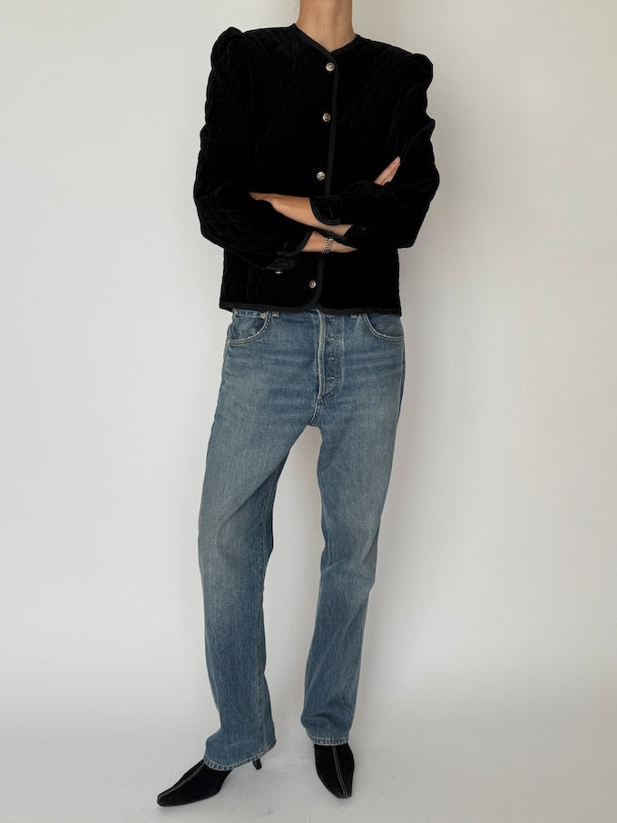 Vintage Quilted Velvet Evening Jacket 6545