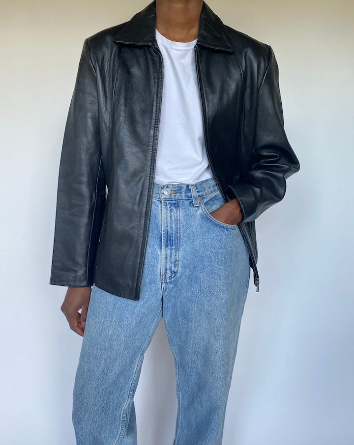 VINTAGE BLACK LEATHER JACKET 3509