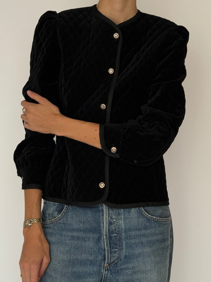Vintage Quilted Velvet Evening Jacket 6545