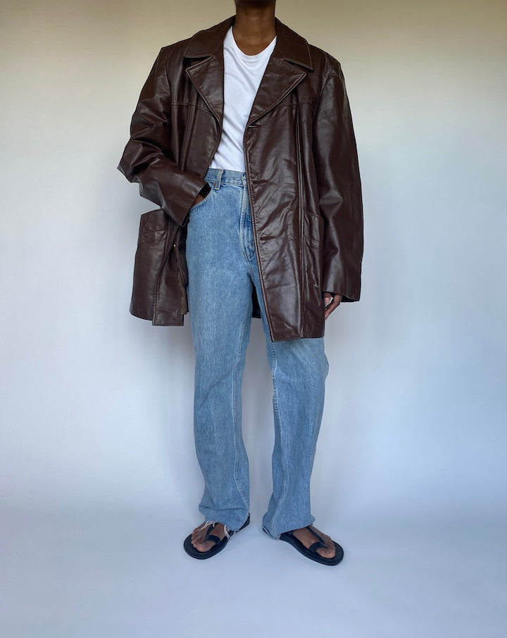 VINTAGE OVERSIZED BROWN LEATHER JACKET 3510