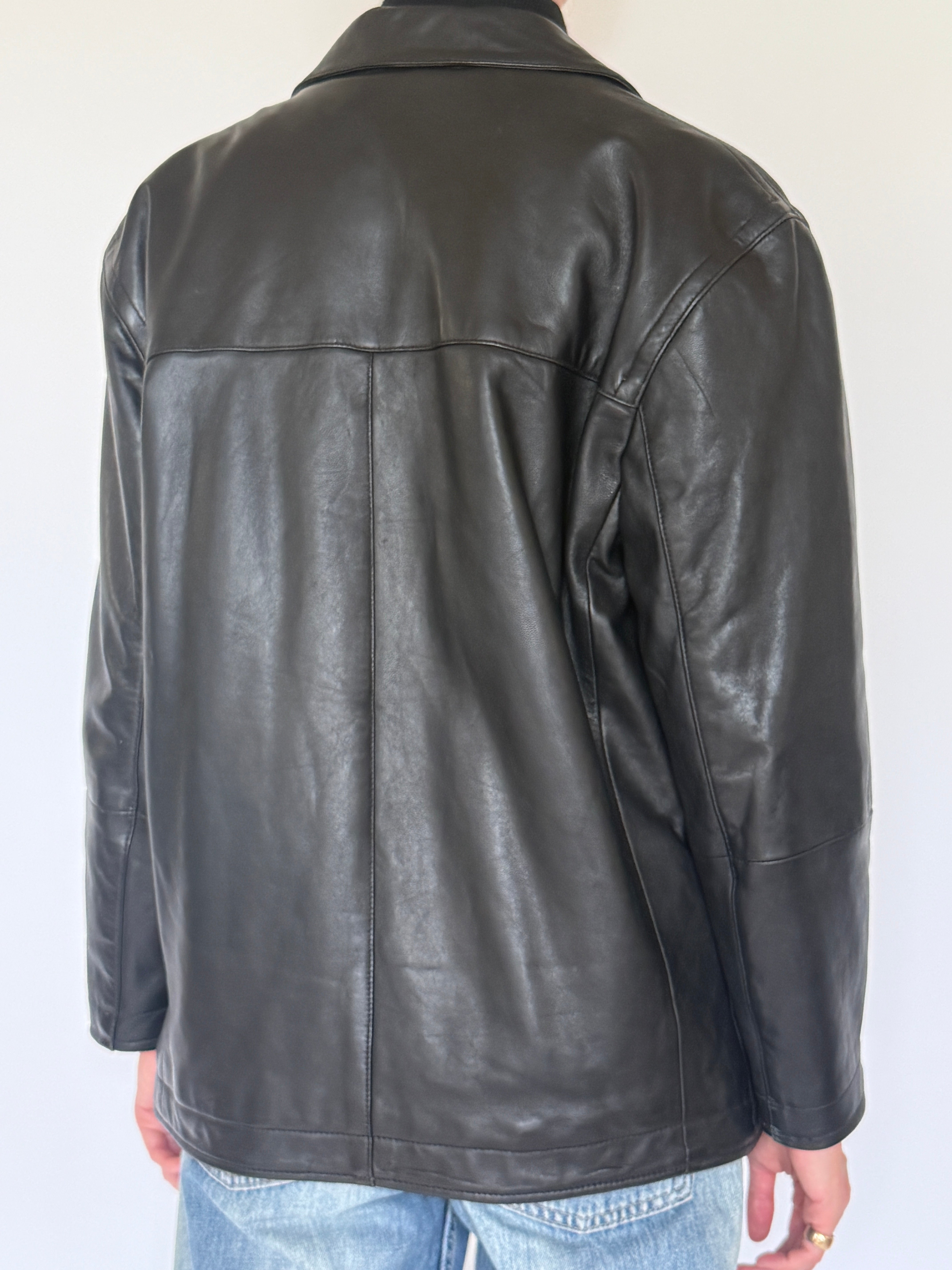 Vintage Leather Zip Jacket Black 7478
