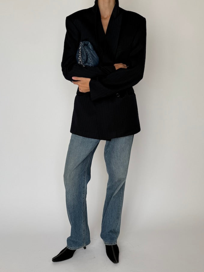 Vintage Striped Blazer Black 6470