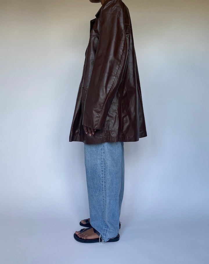VINTAGE OVERSIZED BROWN LEATHER JACKET 3510