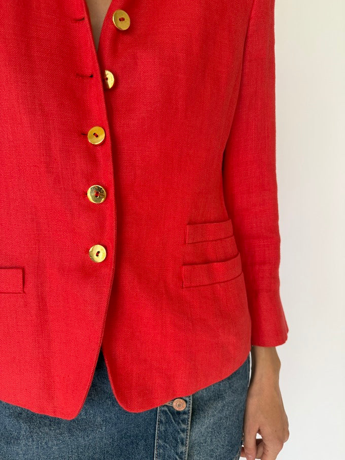 Vintage linen blazer red 6075