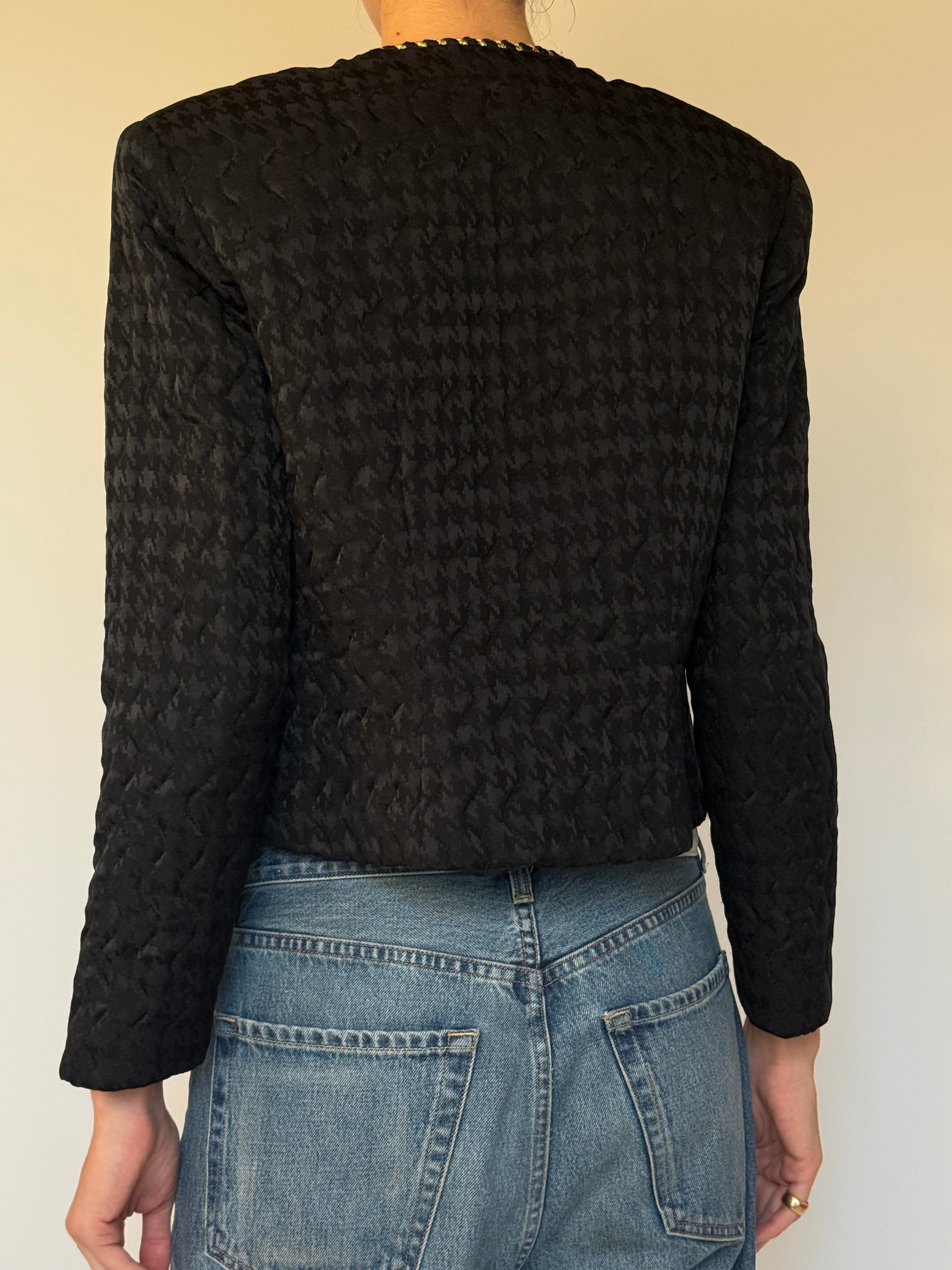Vintage black quilted jacket back view