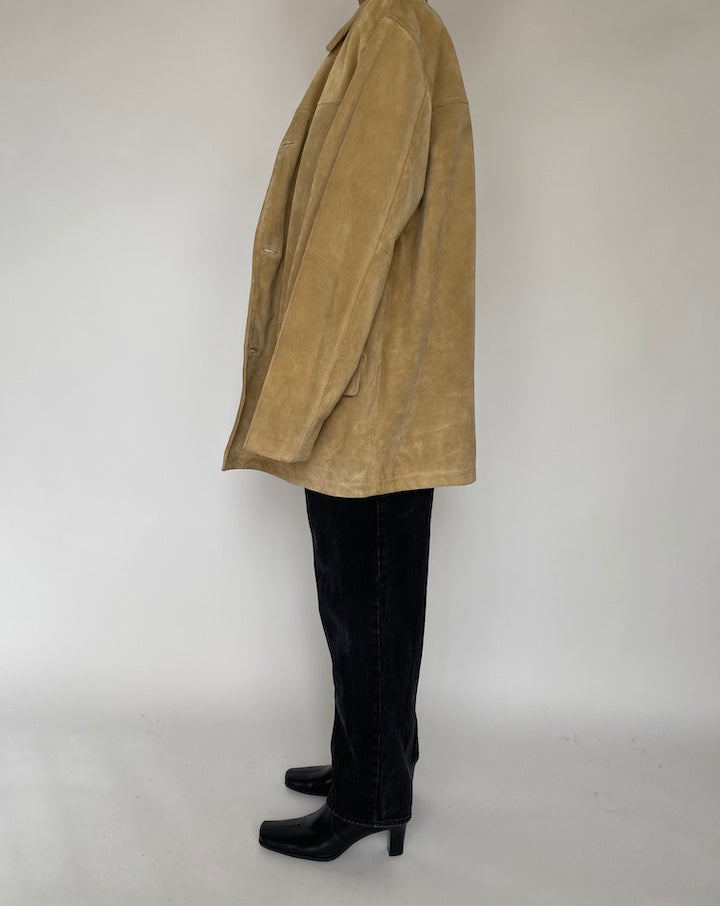 VINTAGE LIGHT BEIGE SUEDE LETHER JACKET 1798