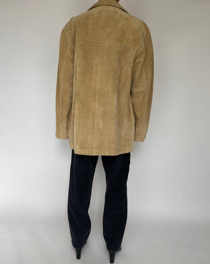 VINTAGE LIGHT BEIGE SUEDE LETHER JACKET 1798