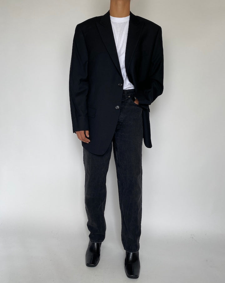 VINTAGE BLACK STRIPED CALVIN KLEIN BLAZER 1799