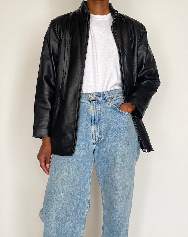 VINTAGE BLACK LEATHER JACKET 4017