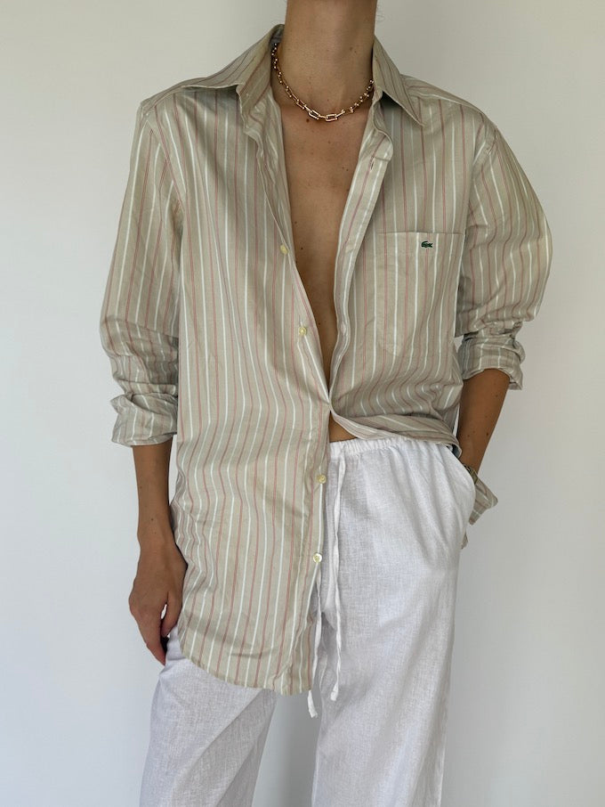Vintage Striped Lacoste Shirt Beige 6119