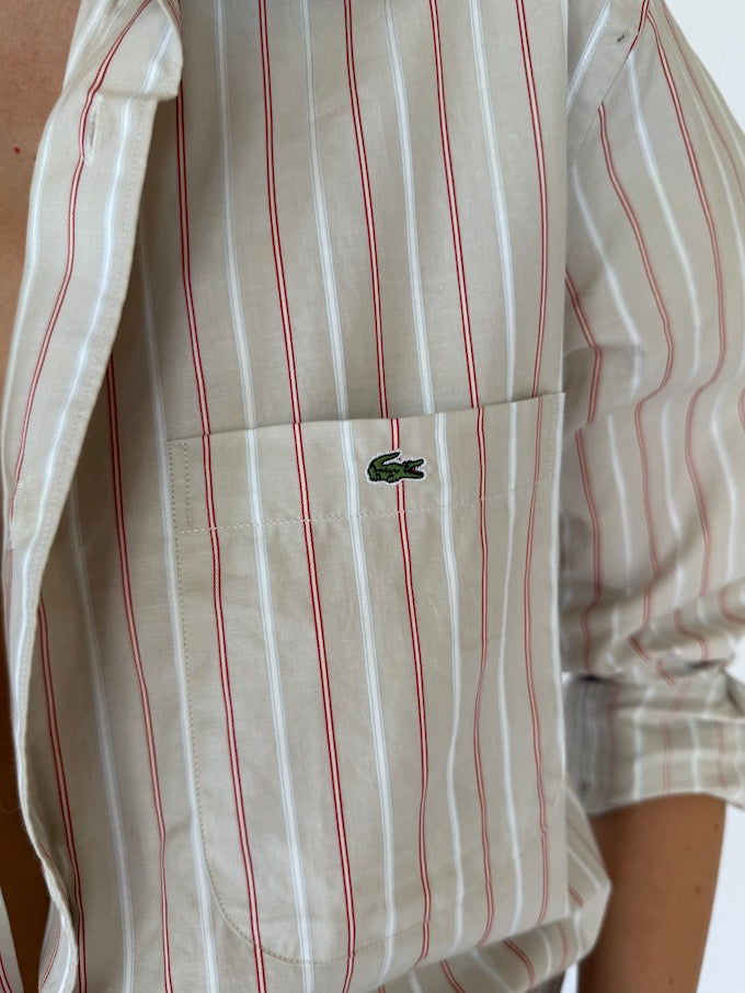 Vintage Striped Lacoste Shirt Beige 6119