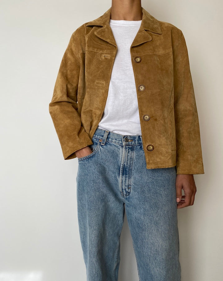 VINTAGE BEIGE SUEDE LEATHER JACKET 2566