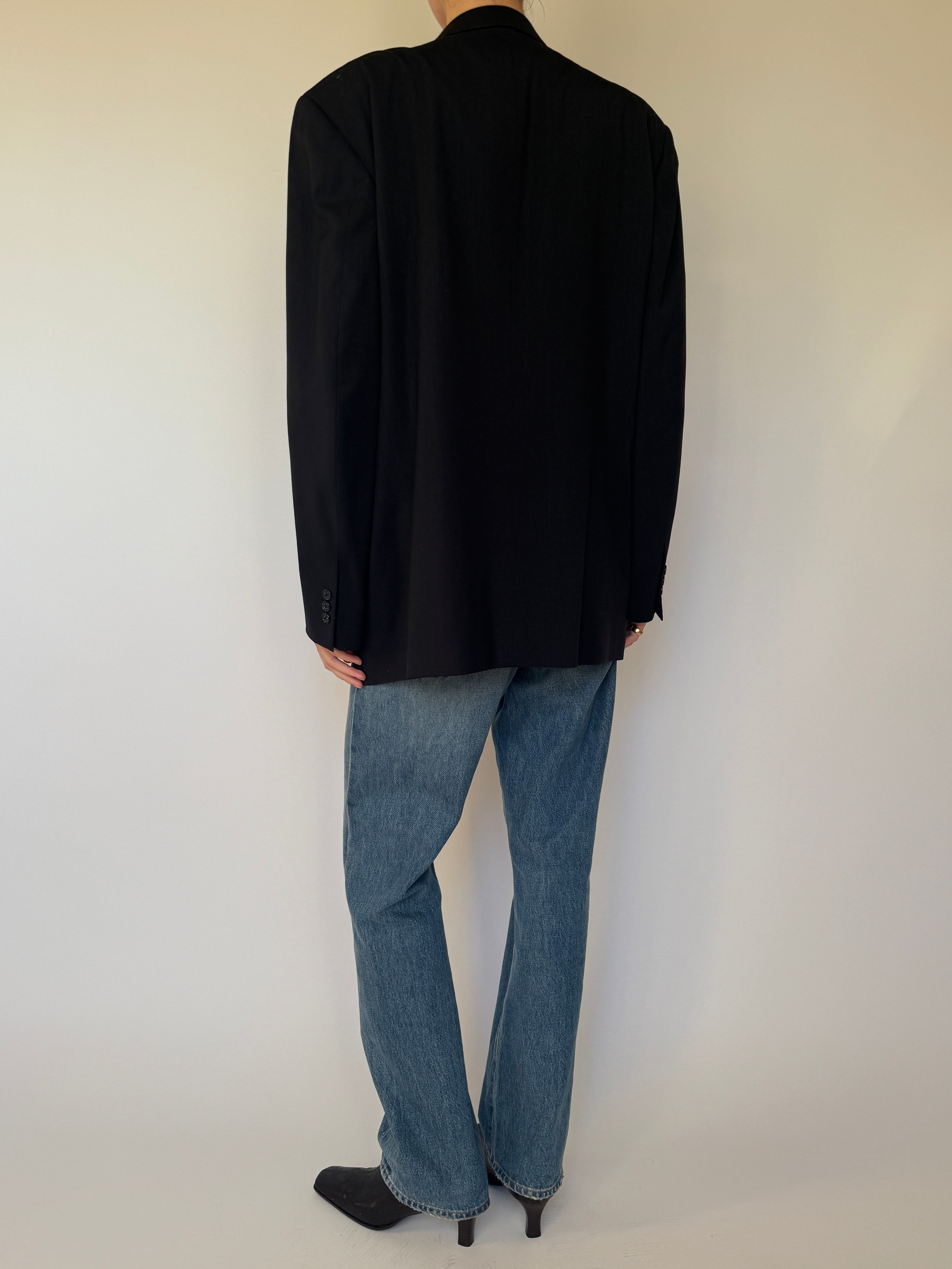 Vintage Double-Breasted Blazer Black 7004