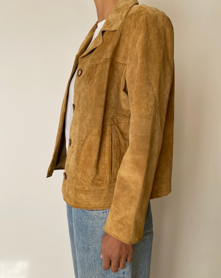 VINTAGE BEIGE SUEDE LEATHER JACKET 2566