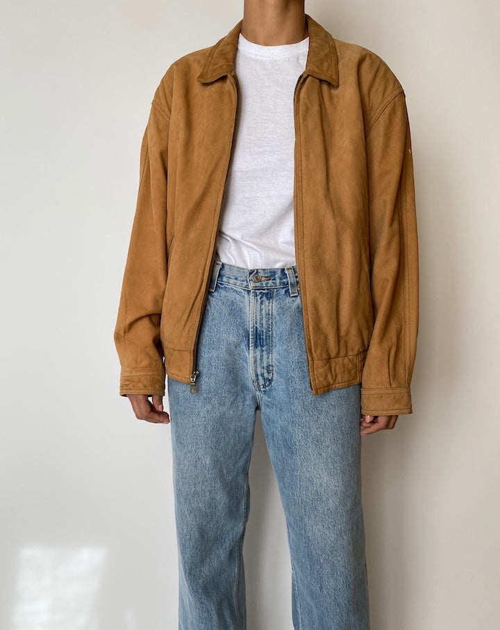 VINTAGE OVERSIZED HONEY BROWN LEATHER JACKET 2567