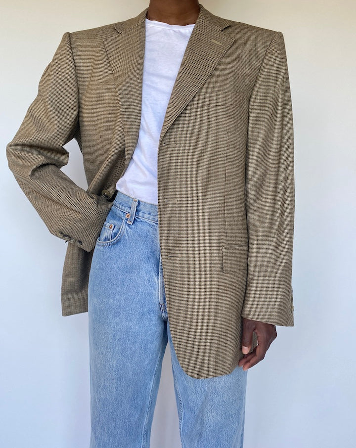 VINTAGE BEIGE OVERSIZED WOOL BLAZER 1141