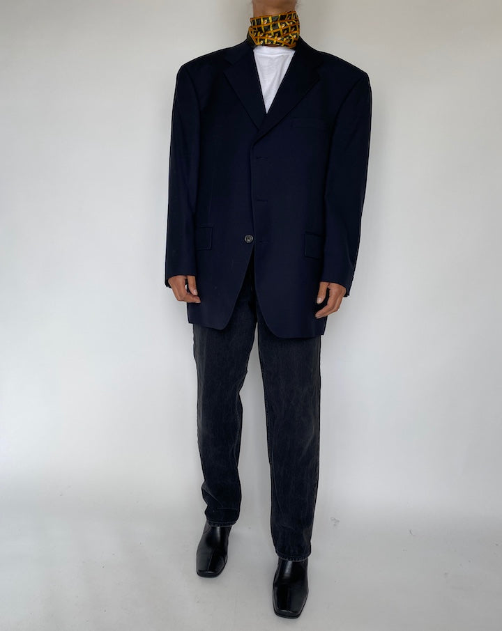 VINTAGE DARK NAVY WOOL AND CASHMERE BLZER 1805