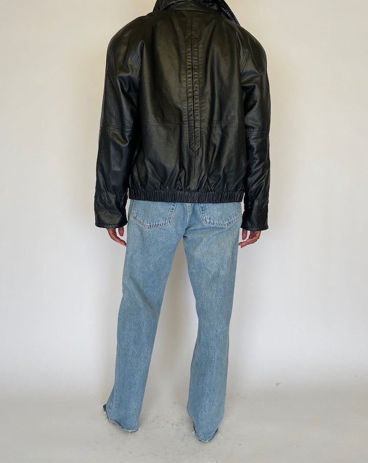 VINTAGE BLACK LEATHER JACKET 4464