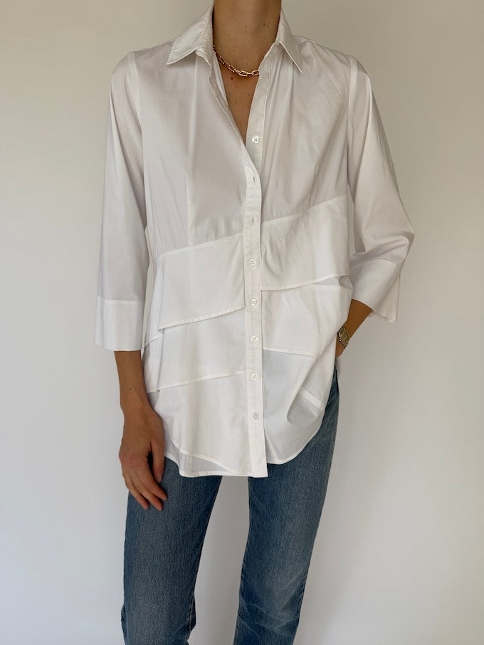 Vintage panel detailing shirt white 6128