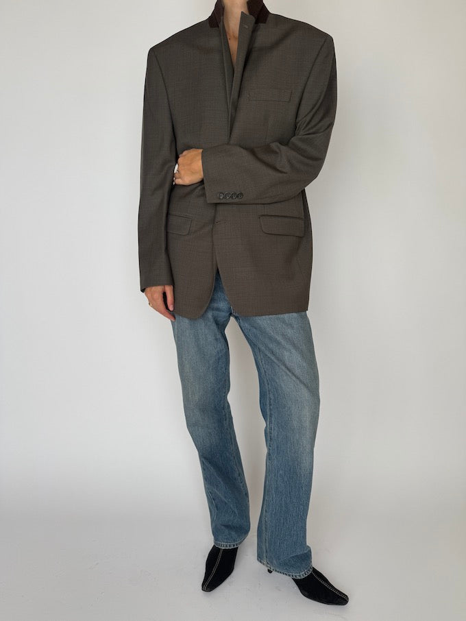 Vintage Wool-Blend Blazer Beige 6461
