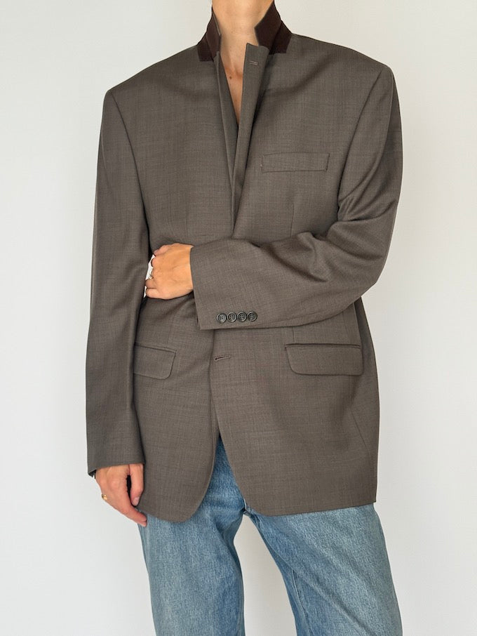 Vintage Wool-Blend Blazer Beige 6461