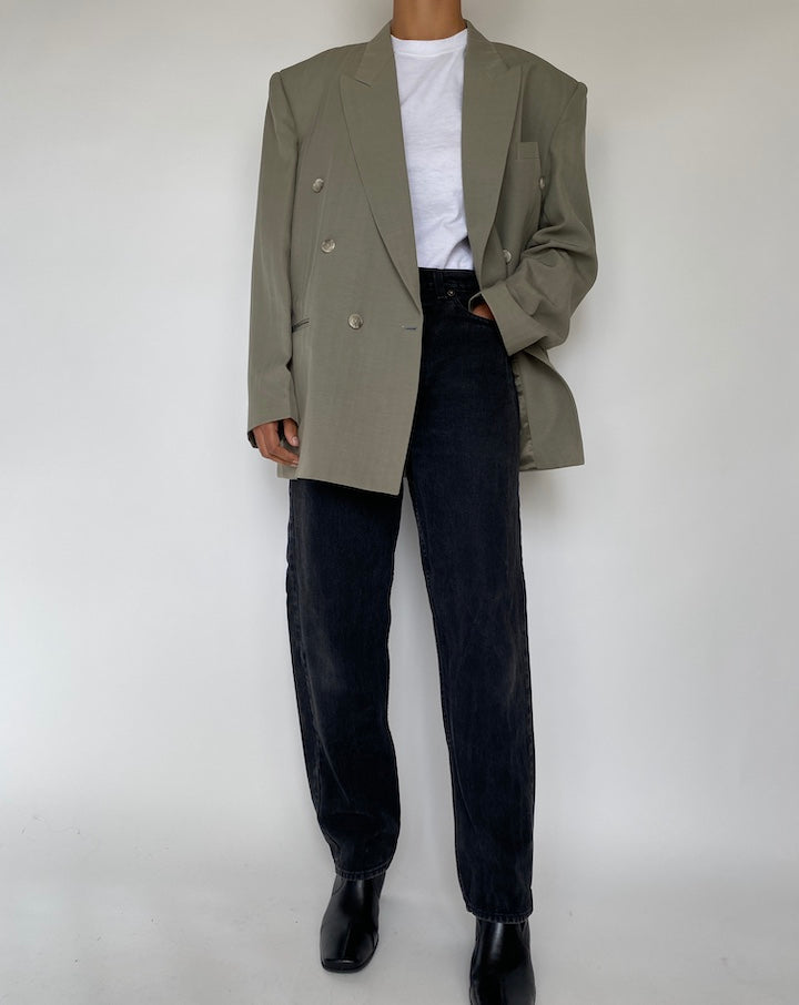 VINTAGE GREEN DOUBLE BREASTED BLAZER 1808