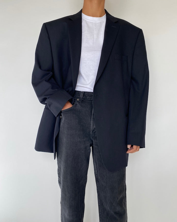 VINTAGE OVERSIZED NAVY SINGLE BREASTED BLAZER 1809