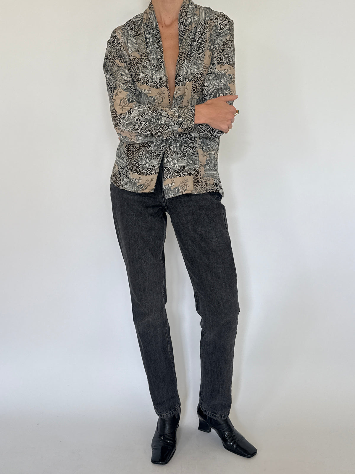Vintage Printed Silk Blouse 6058