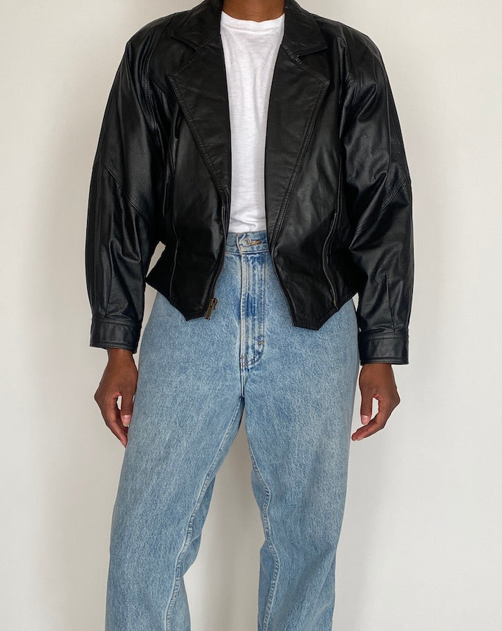 VINTAGE BLACK LEATHER JACKET 4029