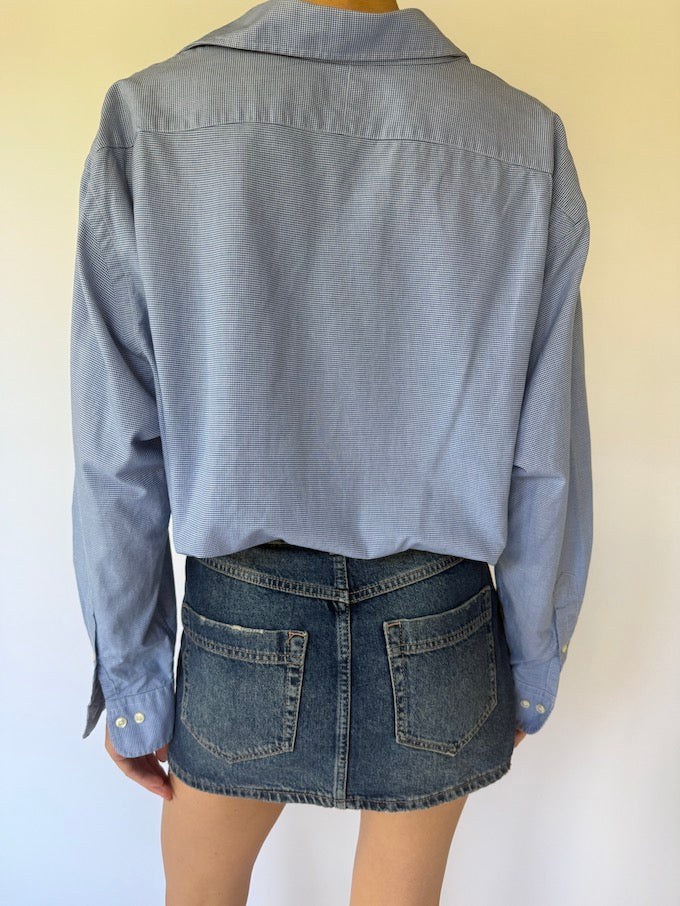 Vintage Ralph Lauren micro houndstooth shirt blue 6104