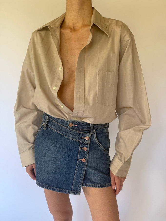 Vintage oversized striped shirt light beige 6108