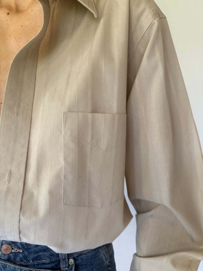 Vintage oversized striped shirt light beige 6108