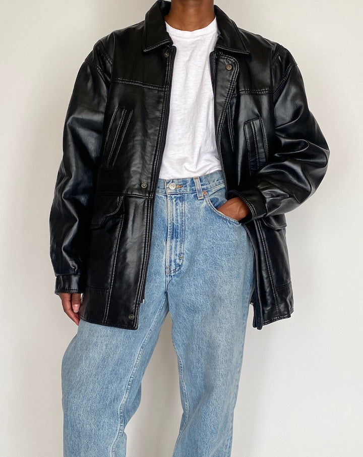 VINTAGE BLACK LEATHER JACKET 4033