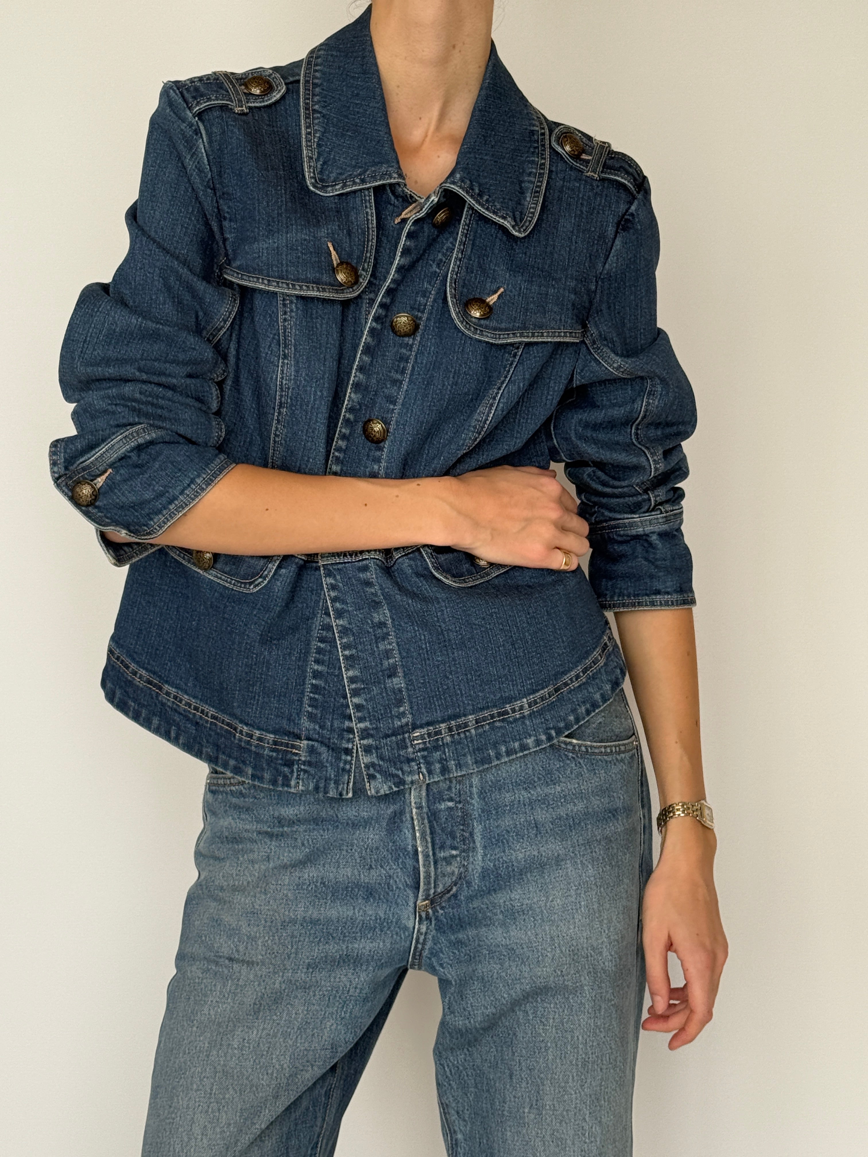 Vintage denim jacket blue sleeve detail