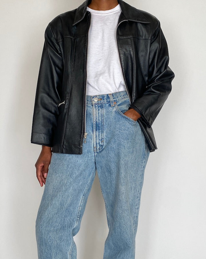 VINTAGE BLACK LEATHER JACKET 4037