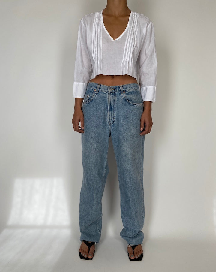VINTAGE WHITE THIN LONG SLEEVE TOP 2588