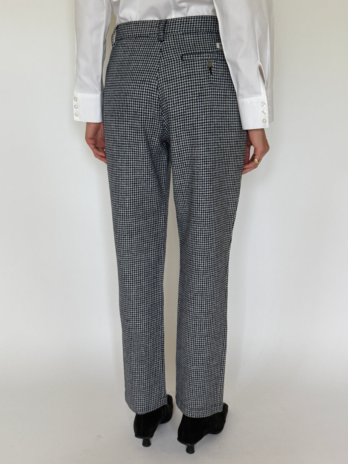 Vintage Houndstooth Trousers in Navy, Black & White