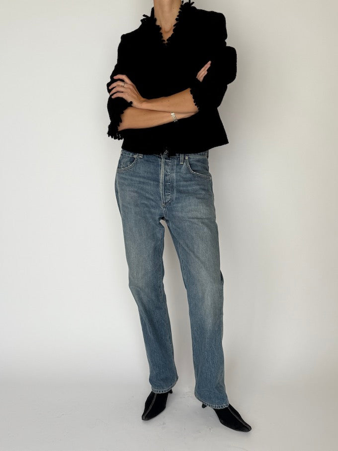 Vintage Textured Wool Jacket/Cardigan Black  6458