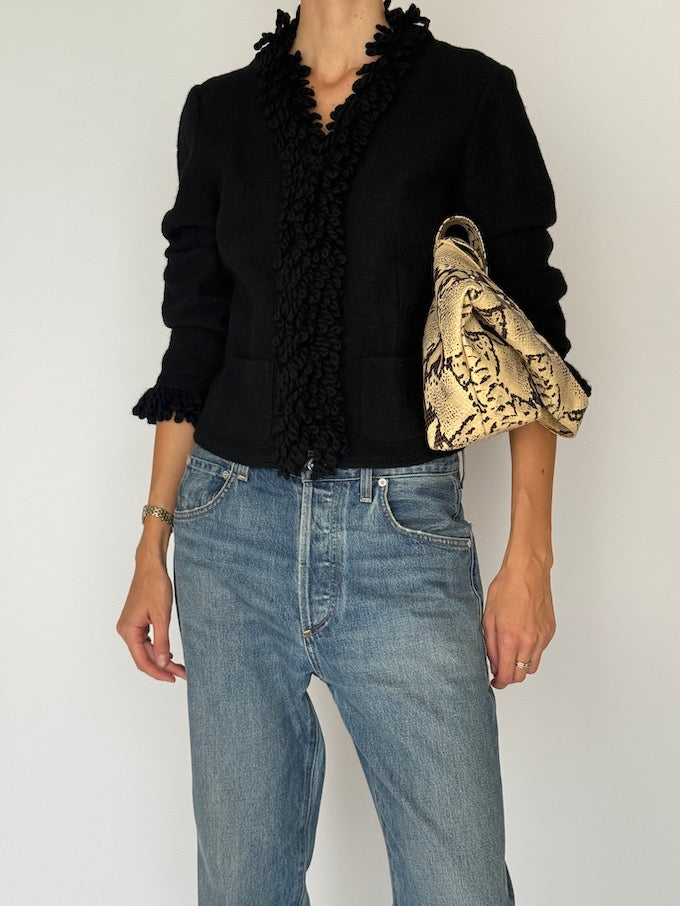 Vintage Textured Wool Jacket/Cardigan Black  6458