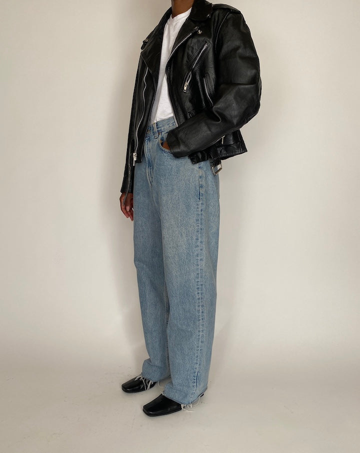 VINTAGE BLACK BIKER MOTO JACKET 4042