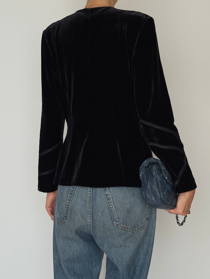 Velvet Velvet Blazer Jacket with Crystal Buttons 6476