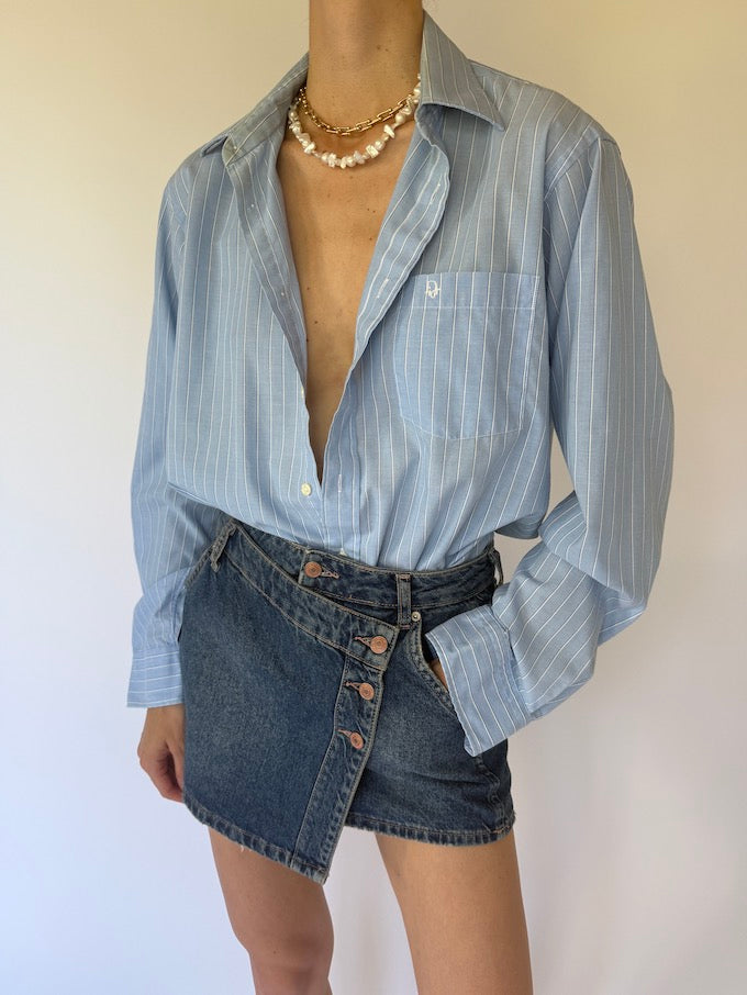 Vintage Christian Dior shirt in striped blue 6126