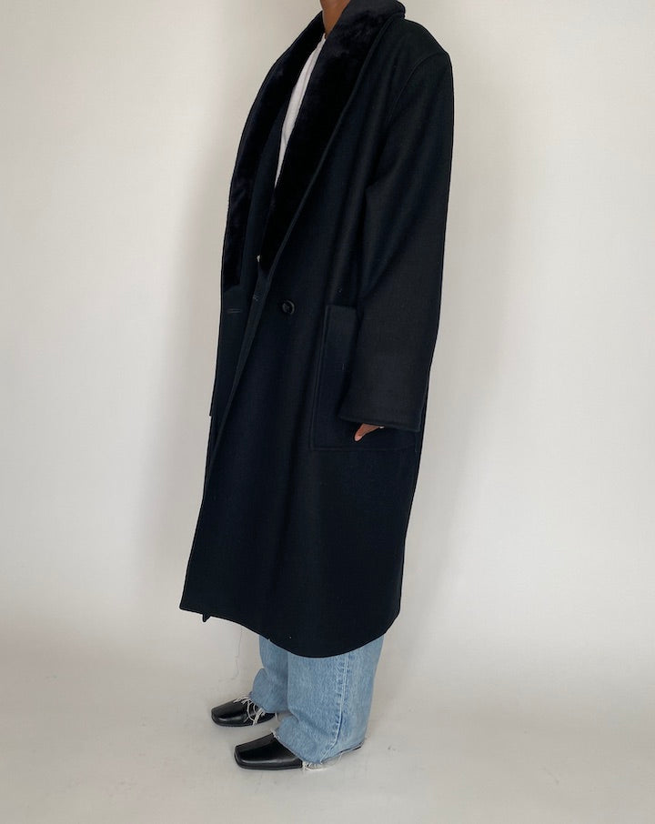 VINTAGE LONG BLACK COAT 4045