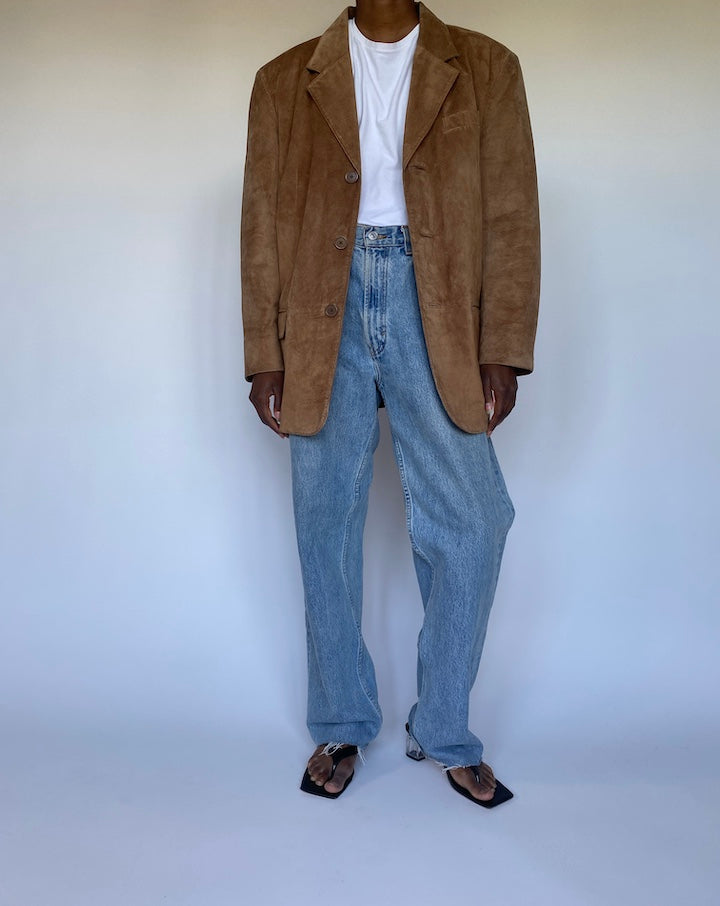 VINTAGE BEIGE SUEDE LEATHER JACKET 3533