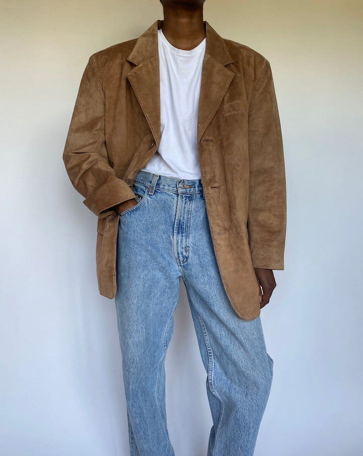 VINTAGE BEIGE SUEDE LEATHER JACKET 3533