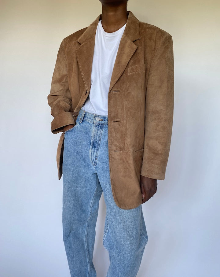 VINTAGE BEIGE SUEDE LEATHER JACKET 3533