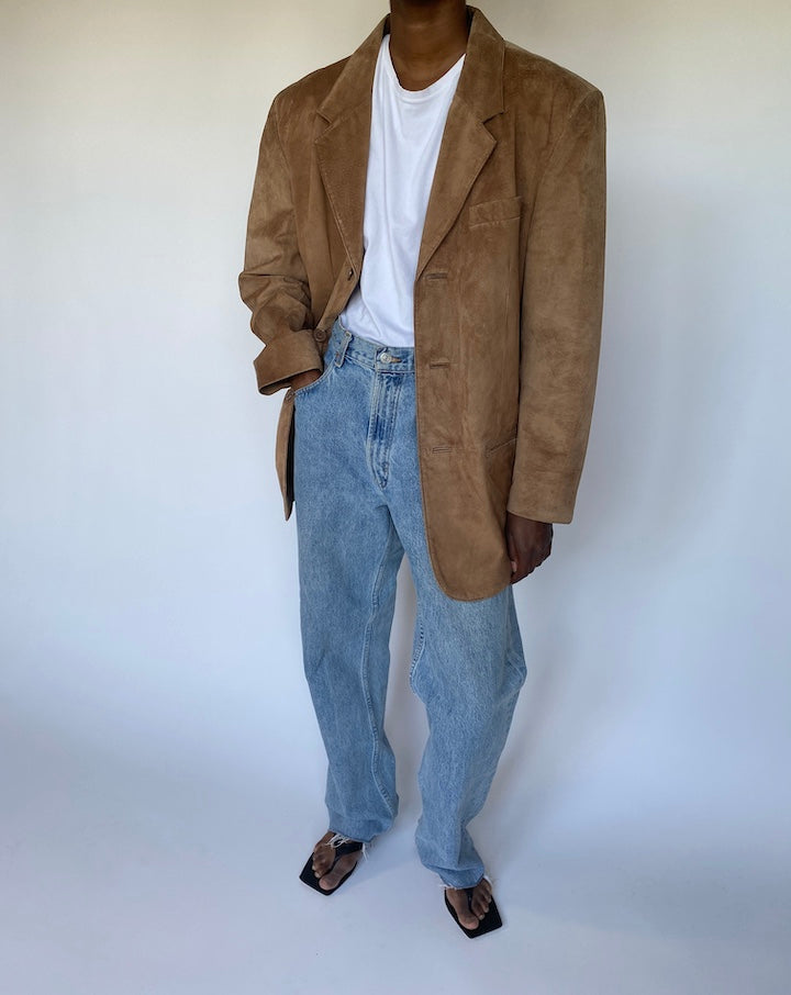 VINTAGE BEIGE SUEDE LEATHER JACKET 3533