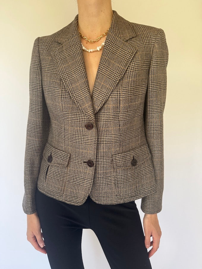 Vintage tailored plaid wool blazer 6070